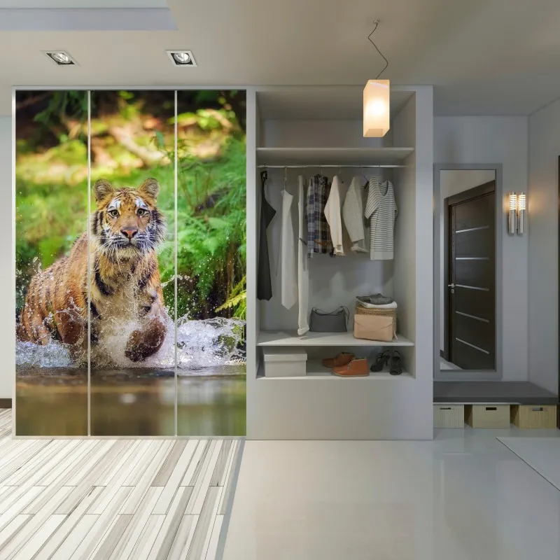 Naklejka na szafę tropikalny wzór hibiskusa i plumerii – Wallissimo®