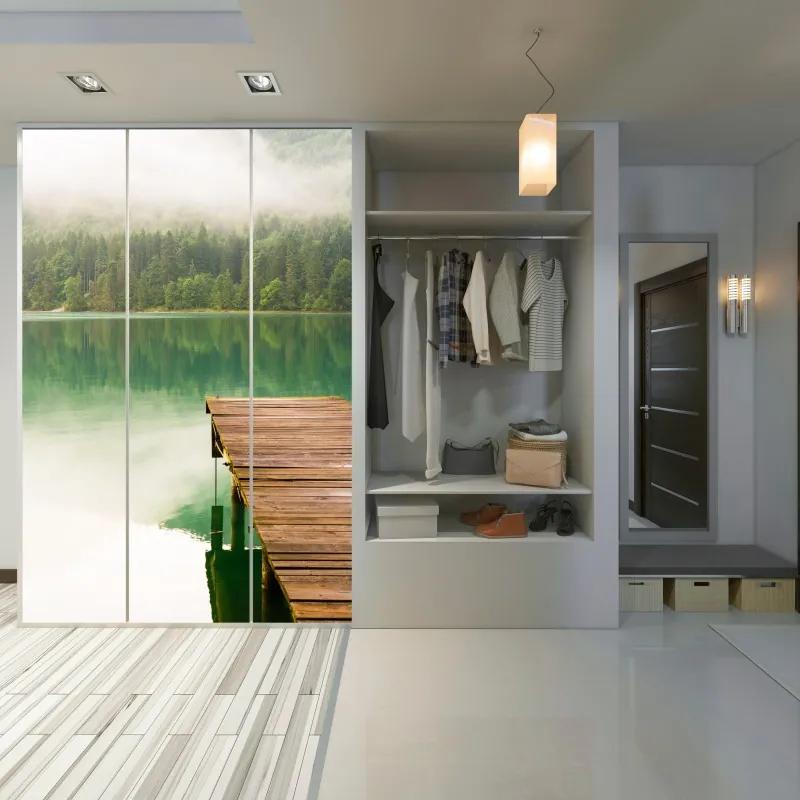 Naklejka na szafę elegancki szary wzór damasceński – Wallissimo®