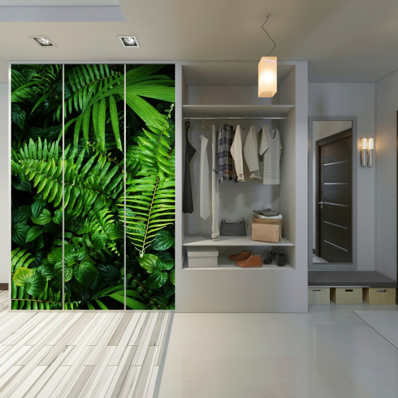 Naklejka na szafę bujne tropikalne liście paproci – Wallissimo® Naklejka na szafę bujne tropikalne liście paproci – Wallissimo®