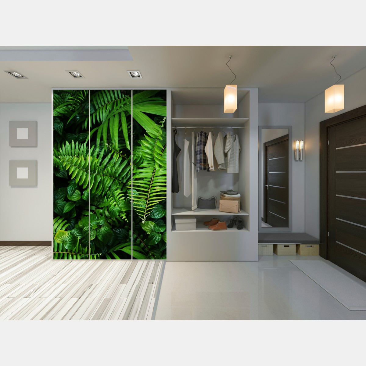 Naklejka na szafę bujne tropikalne liście paproci – Wallissimo® Naklejka na szafę bujne tropikalne liście paproci – Wallissimo®