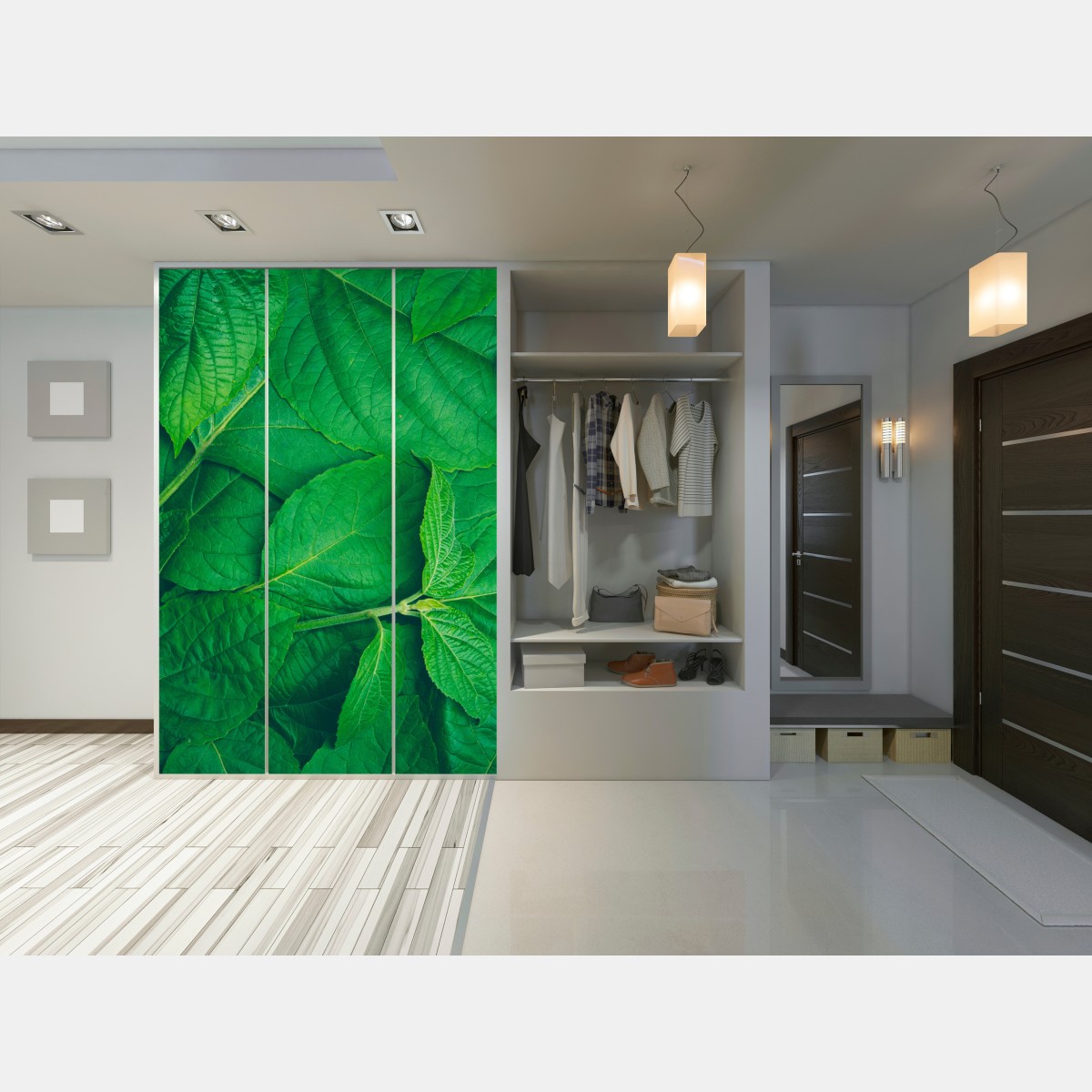 Naklejka na szafę soczyste zielone liście – Wallissimo® Naklejka na szafę soczyste zielone liście – Wallissimo®