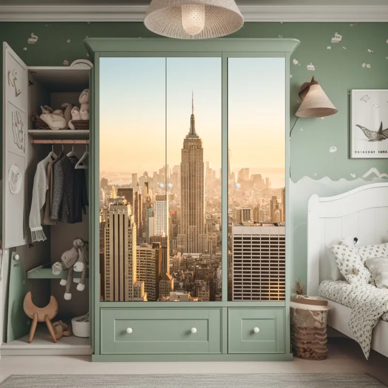 Naklejka na szafę mglisty most wiszący prowadzący w mgłę – Wallissimo®