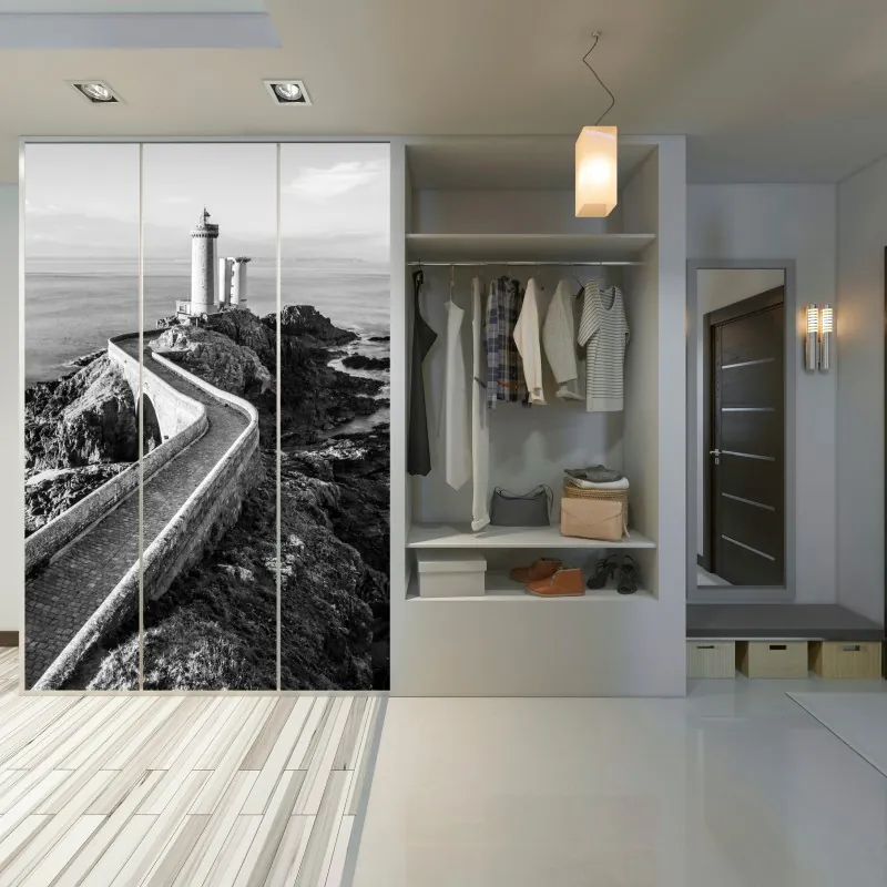 Naklejka na szafę minimalna niebieska wstęga geometryczna – Wallissimo®