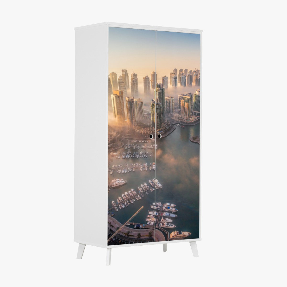 Wardrobe sticker Dubai marina sunset skyline
