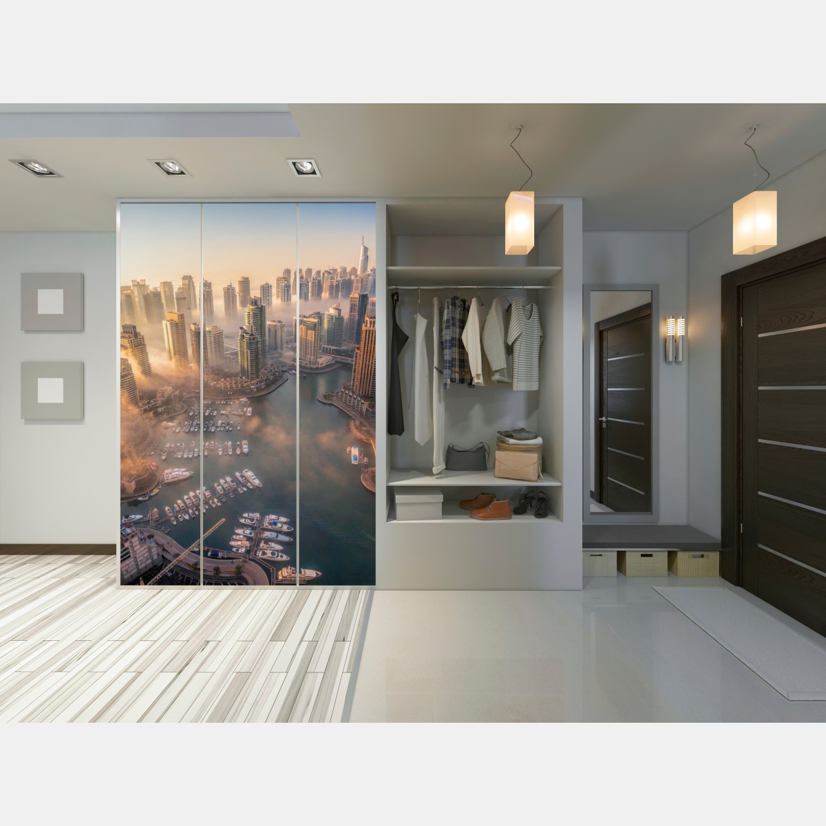 Naklejka na szafę Dubaj marina zachód słońca – Wallissimo® Naklejka na szafę Dubaj marina zachód słońca – Wallissimo®