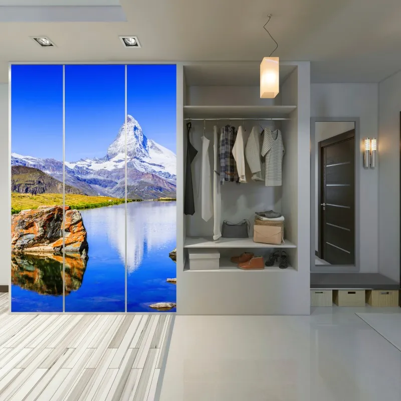 Naklejka na szafę jasny bukiet słoneczników na żółtym tle – Wallissimo®