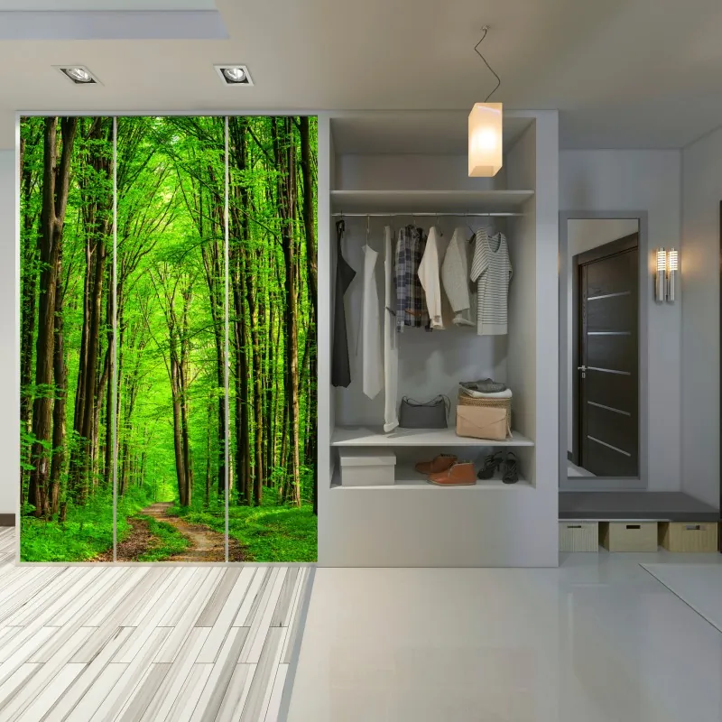 Naklejka na szafę bujna zielona leśna ścieżka – Wallissimo® Naklejka na szafę bujna zielona leśna ścieżka – Wallissimo®