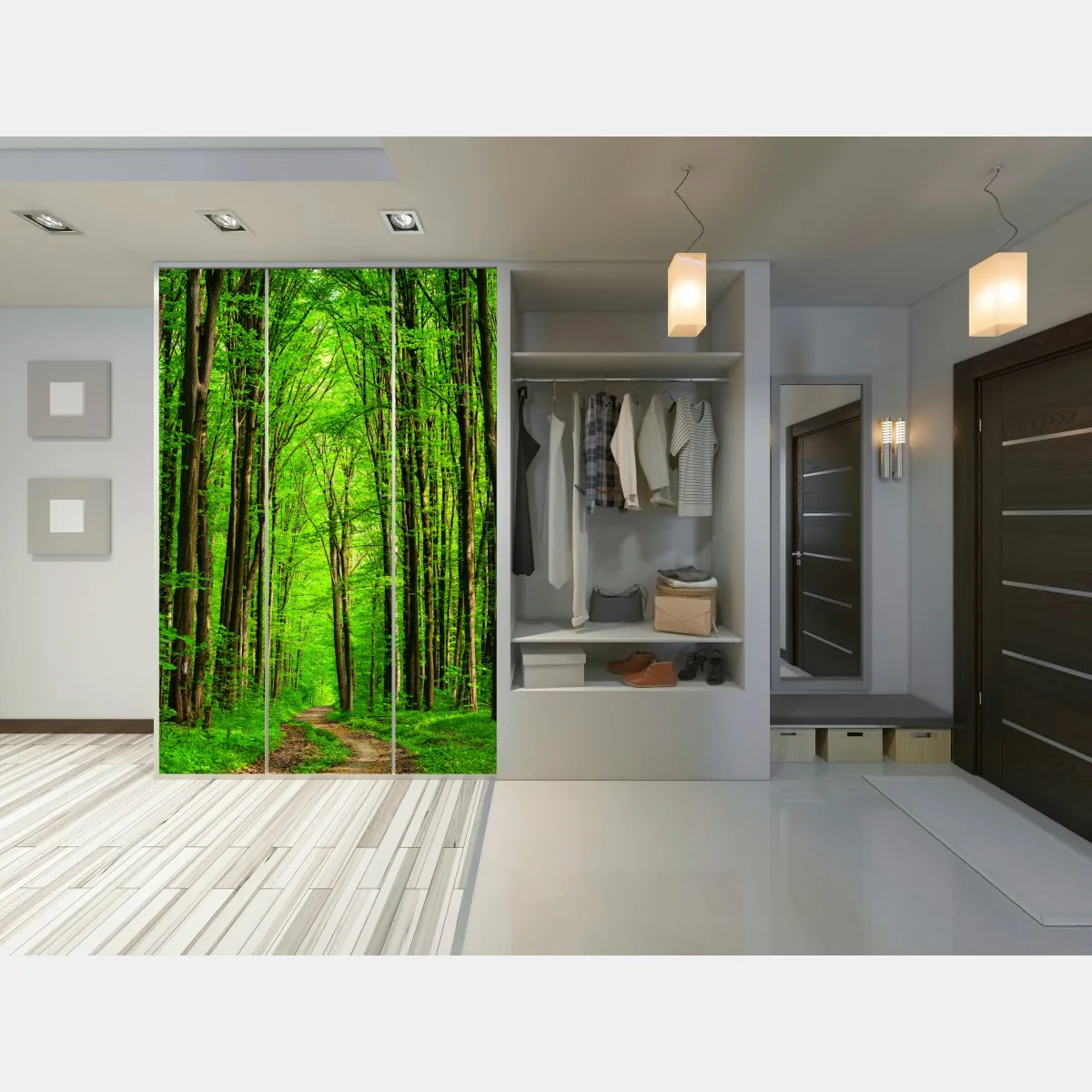 Naklejka na szafę bujna zielona leśna ścieżka – Wallissimo® Naklejka na szafę bujna zielona leśna ścieżka – Wallissimo®