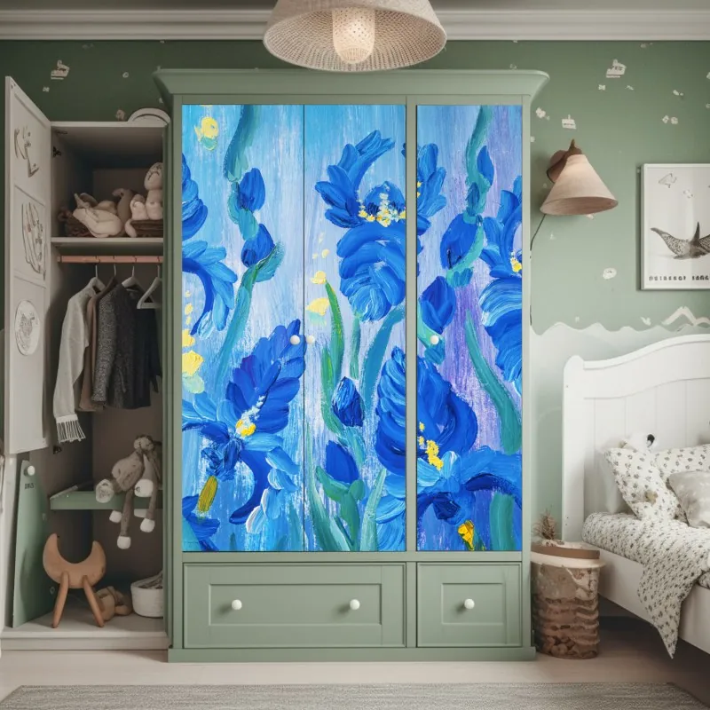 Naklejka na szafę różowy akwarelowy motyw botaniczny – Wallissimo®