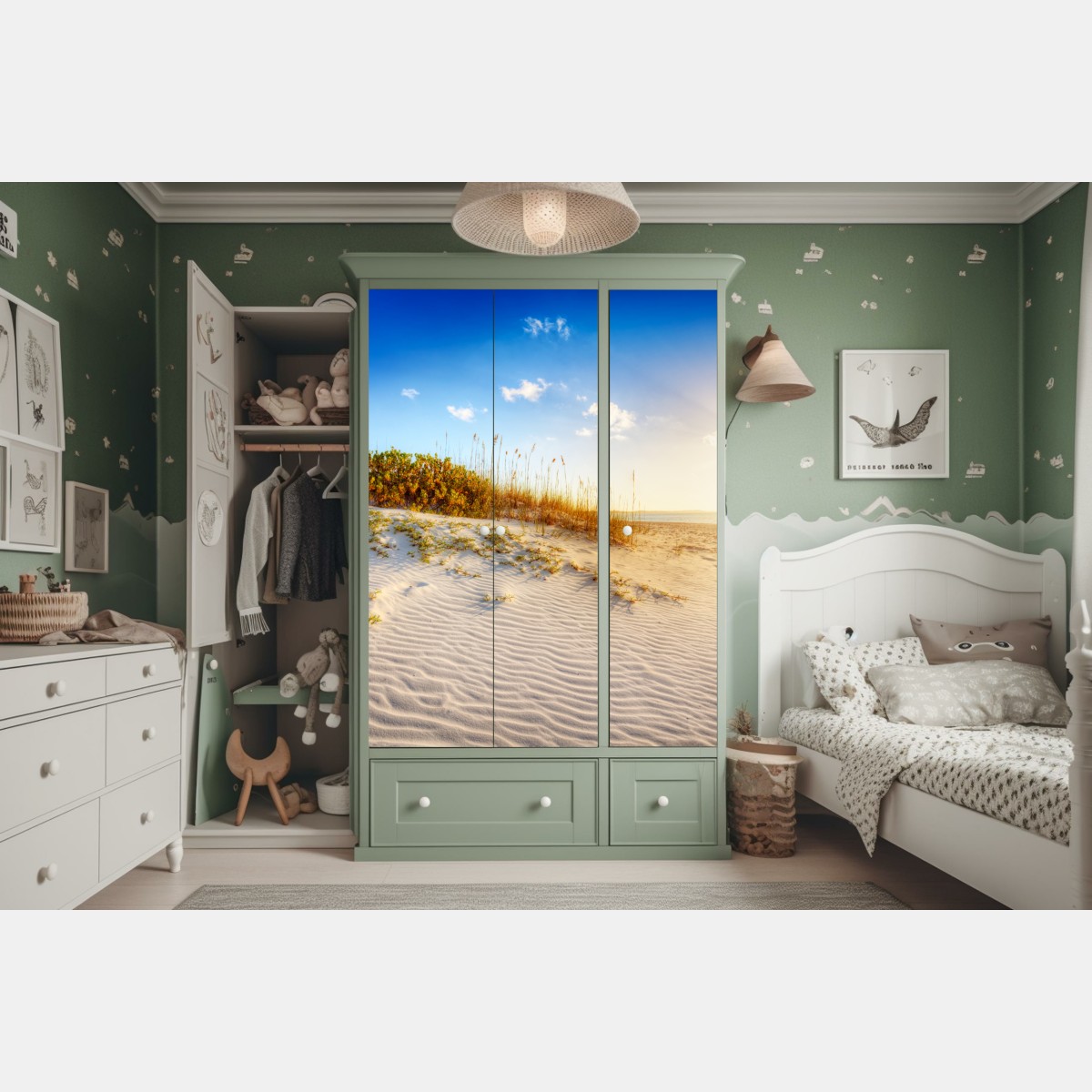 Naklejka na szafę zachód słońca nad wydmami Grace Bay – Wallissimo® Naklejka na szafę zachód słońca nad wydmami Grace Bay – Wallissimo®