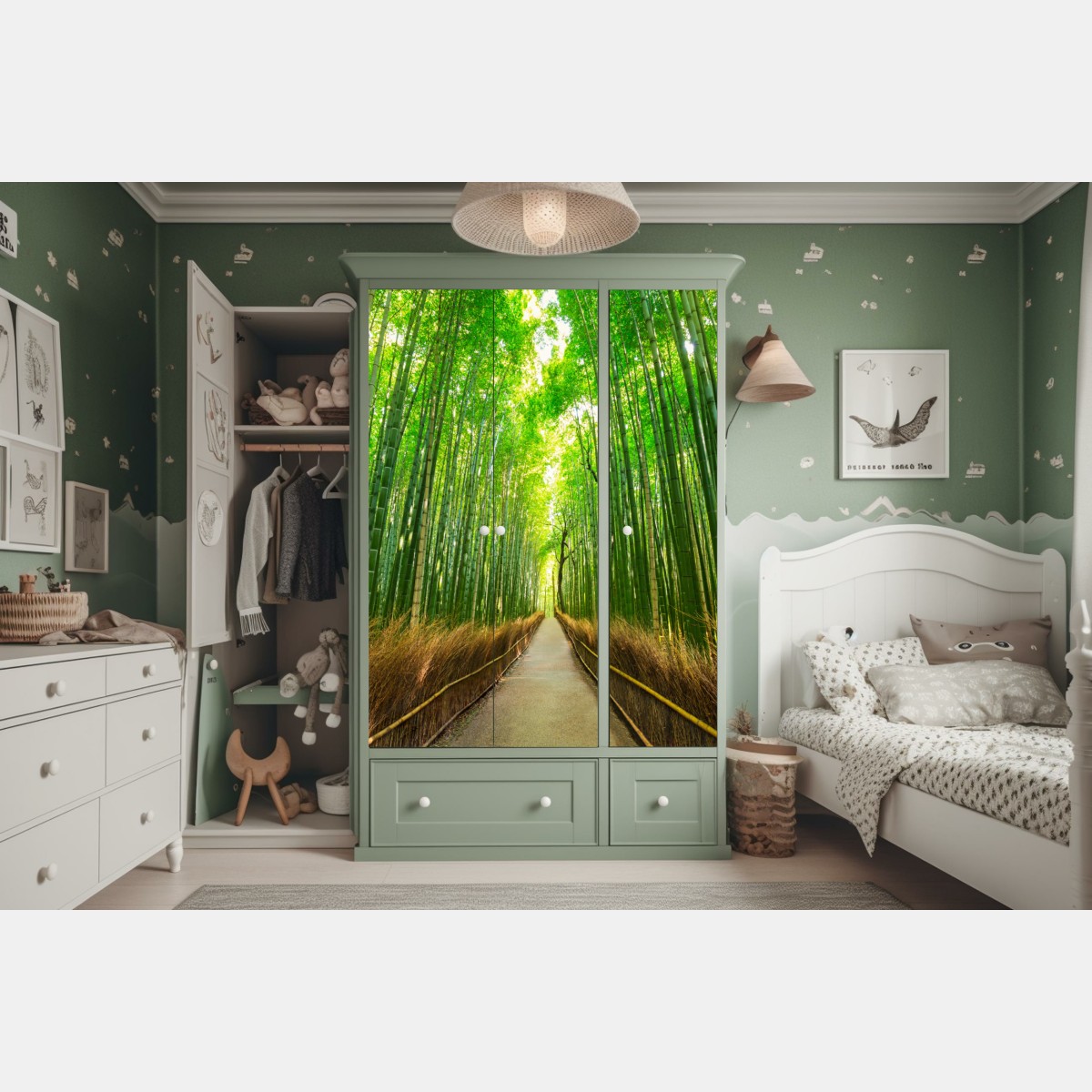 Naklejka na szafę spokojna ścieżka bambusowa w Kioto – Wallissimo® Naklejka na szafę spokojna ścieżka bambusowa w Kioto – Wallissimo®