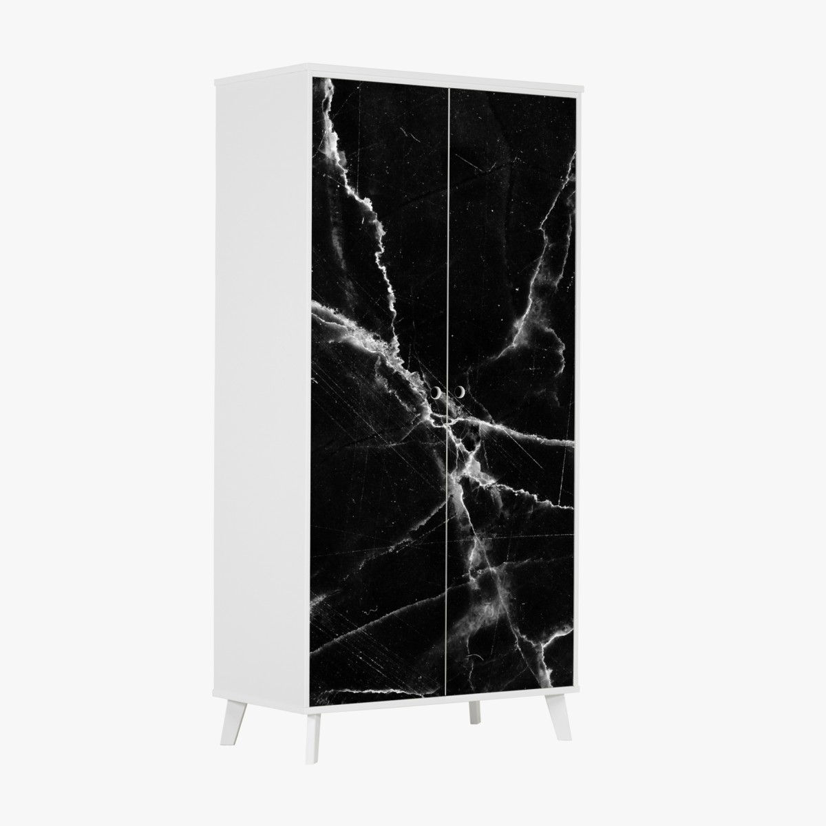 Wardrobe sticker black marble veined texture