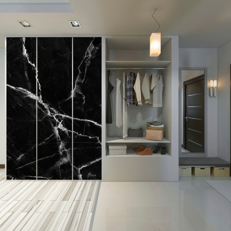 Naklejka na szafę czarny marmur z żyłami – Wallissimo® Naklejka na szafę czarny marmur z żyłami – Wallissimo®