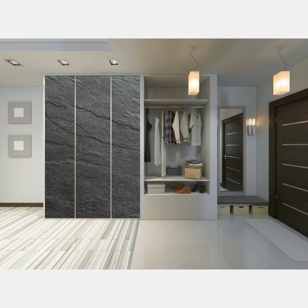 Naklejka na szafę ciemna tekstura łupka – Wallissimo® Naklejka na szafę ciemna tekstura łupka – Wallissimo®