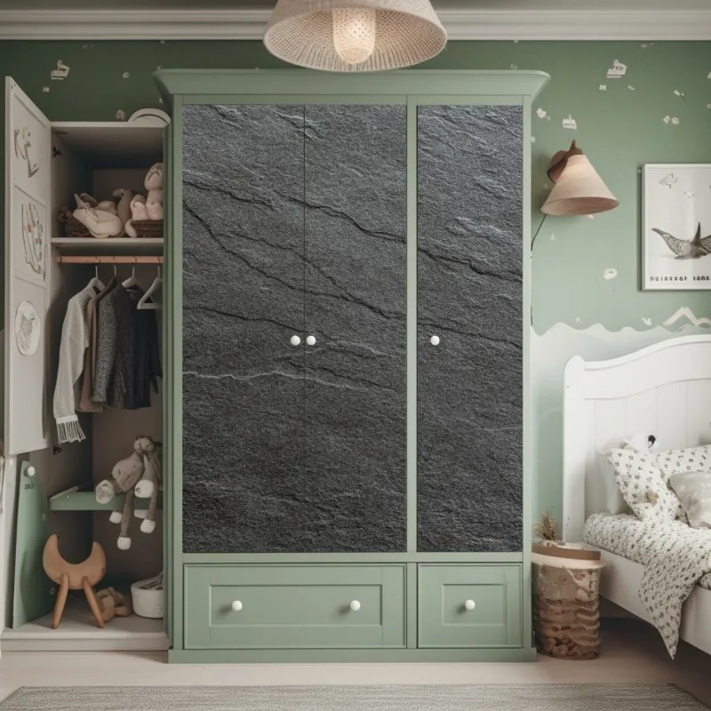 Naklejka na szafę ciemna tekstura łupka – Wallissimo® Naklejka na szafę ciemna tekstura łupka – Wallissimo®