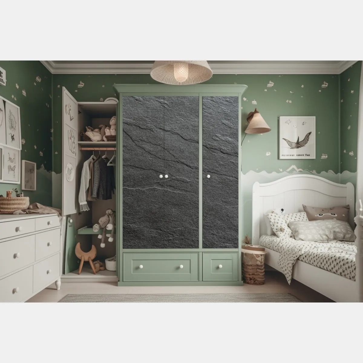 Naklejka na szafę ciemna tekstura łupka – Wallissimo® Naklejka na szafę ciemna tekstura łupka – Wallissimo®