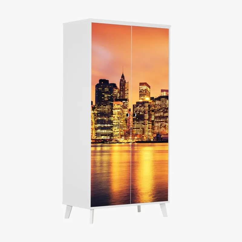 Naklejka na szafę vintage drabiny pożarowe z Nowego Jorku – Wallissimo®