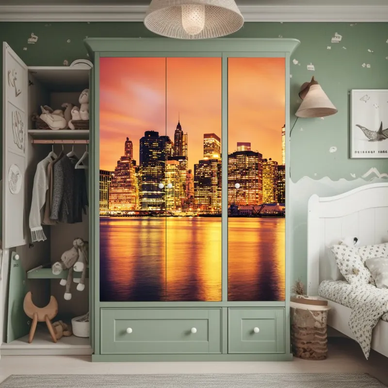 Naklejka na szafę vintage drabiny pożarowe z Nowego Jorku – Wallissimo®