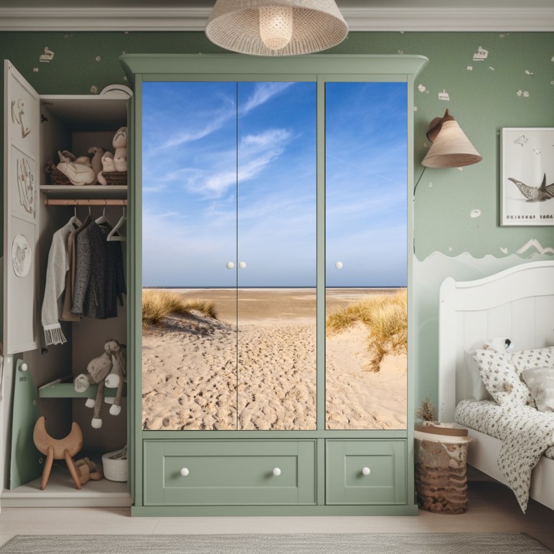 Naklejka na szafę spokojne wydmy na wybrzeżu Niemiec – Wallissimo® Naklejka na szafę spokojne wydmy na wybrzeżu Niemiec – Wallissimo®