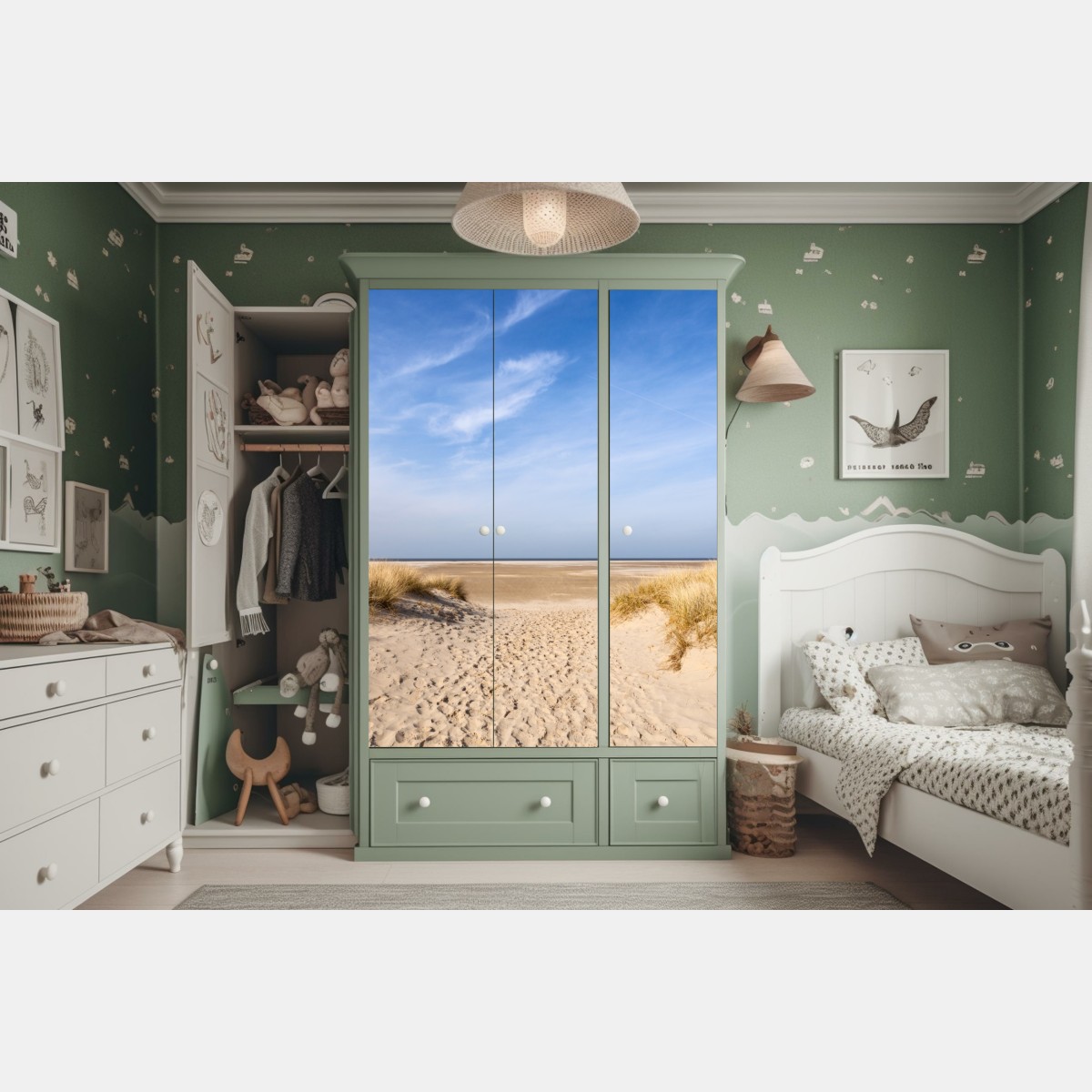 Naklejka na szafę spokojne wydmy na wybrzeżu Niemiec – Wallissimo® Naklejka na szafę spokojne wydmy na wybrzeżu Niemiec – Wallissimo®