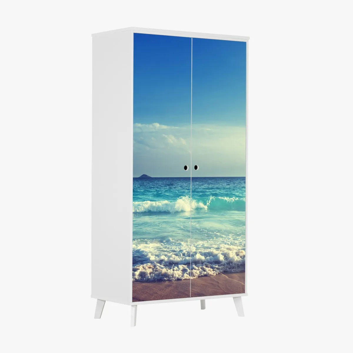 Naklejka na szafę plaża na Seszelach o zachodzie słońca – Wallissimo® Naklejka na szafę plaża na Seszelach o zachodzie słońca – Wallissimo®