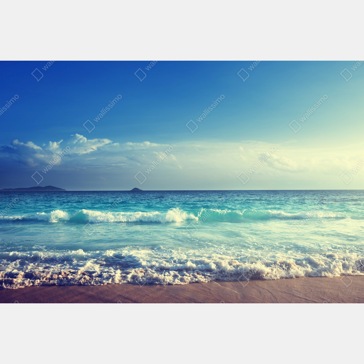 Naklejka na szafę plaża na Seszelach o zachodzie słońca – Wallissimo® Naklejka na szafę plaża na Seszelach o zachodzie słońca – Wallissimo®