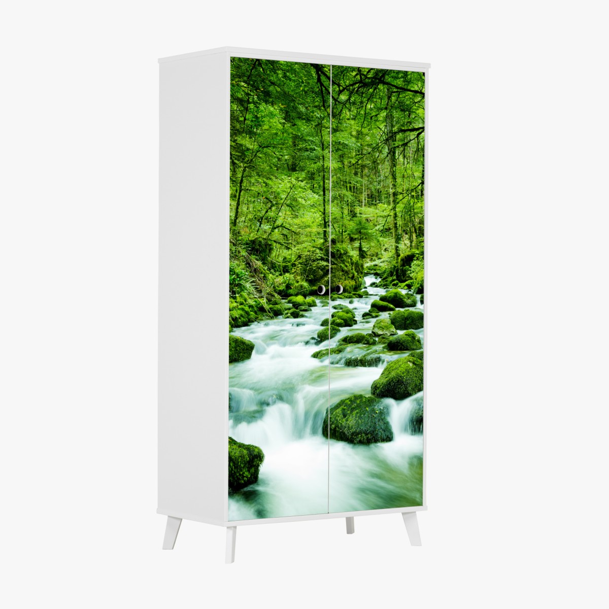 Wardrobe sticker mossy forest stream