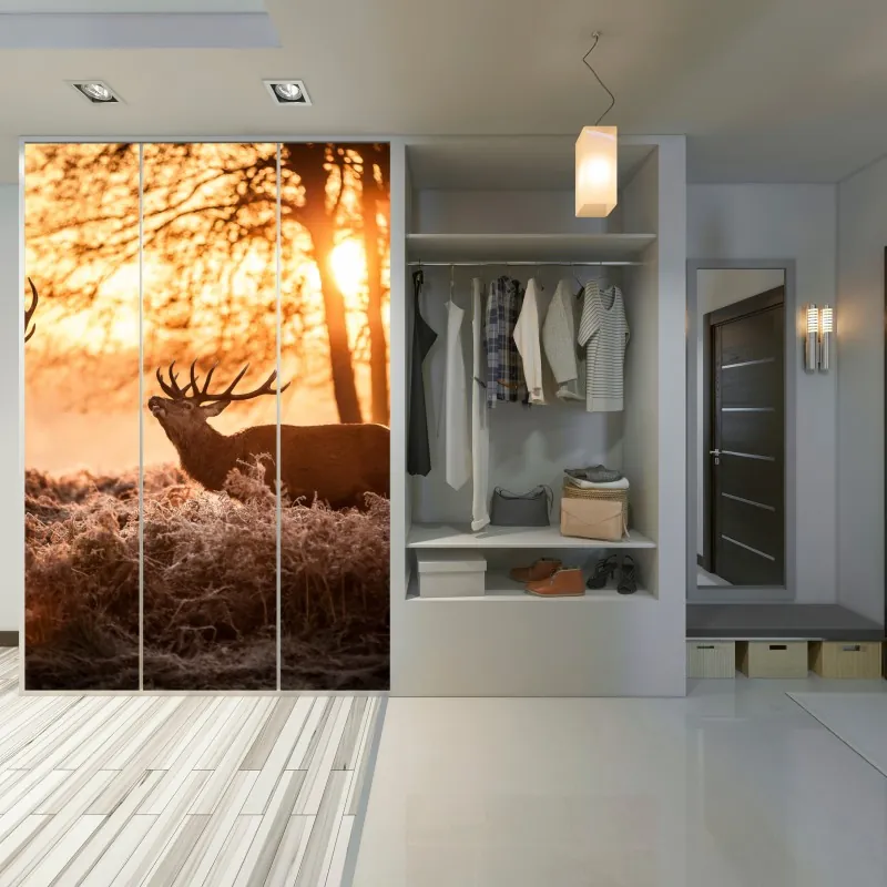 Naklejka na szafę tropikalny wzór hibiskusa i plumerii – Wallissimo®