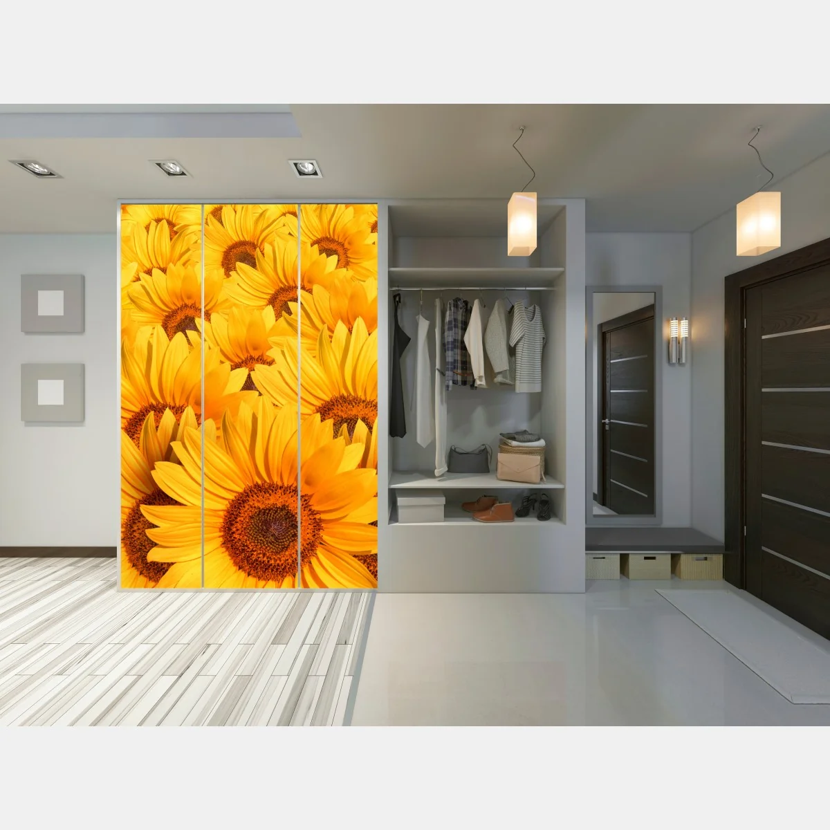 Naklejka na szafę złote pole słoneczników – Wallissimo® Naklejka na szafę złote pole słoneczników – Wallissimo®