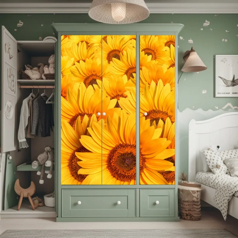 Naklejka na szafę złote pole słoneczników – Wallissimo® Naklejka na szafę złote pole słoneczników – Wallissimo®