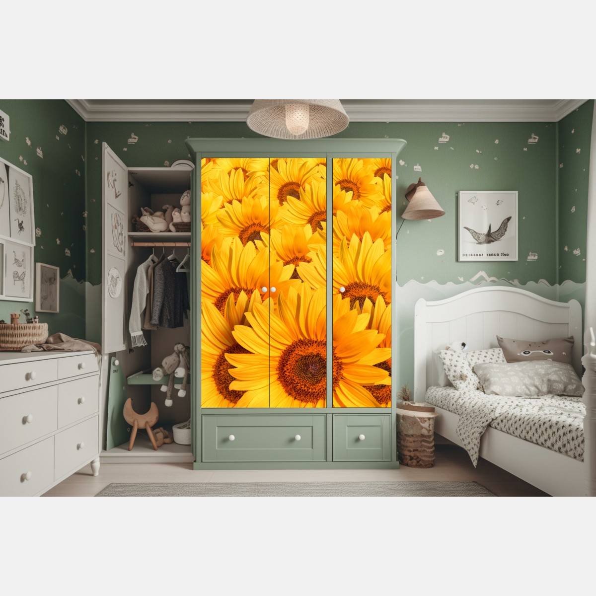 Naklejka na szafę złote pole słoneczników – Wallissimo® Naklejka na szafę złote pole słoneczników – Wallissimo®