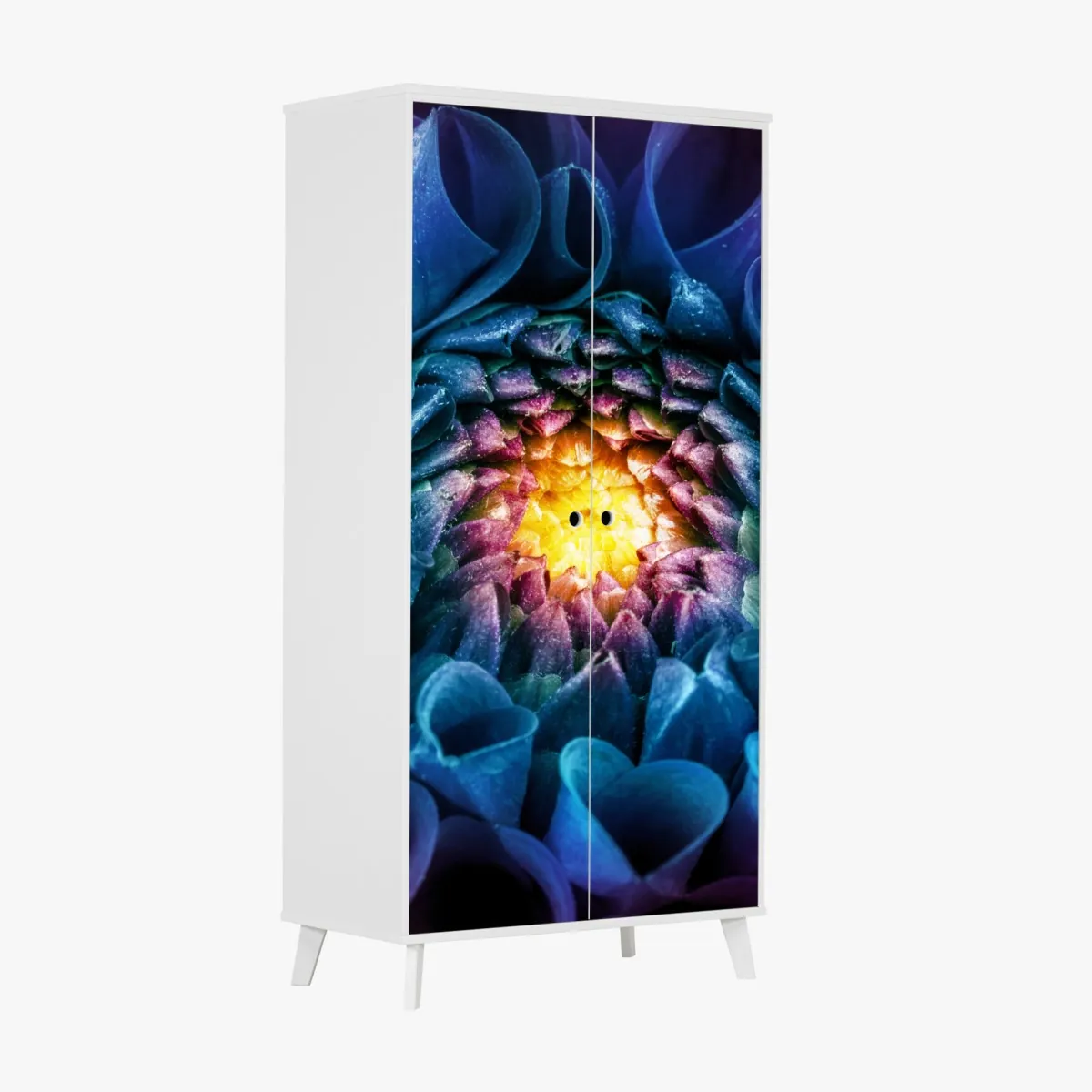 Naklejka na szafę intensywna niebieska chryzantema z bliska – Wallissimo® Naklejka na szafę intensywna niebieska chryzantema z bliska – Wallissimo®