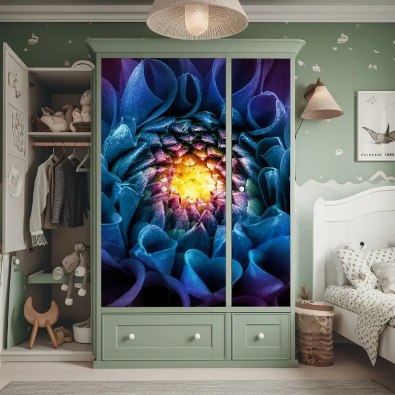 Naklejka na szafę minimalna niebieska wstęga geometryczna – Wallissimo®