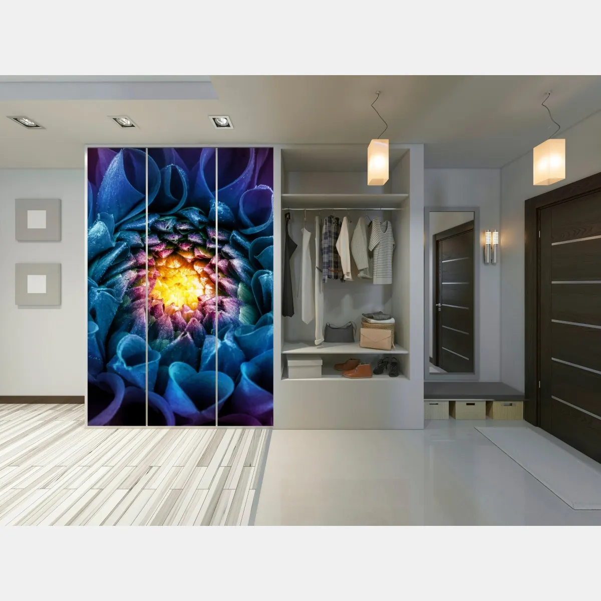 Naklejka na szafę intensywna niebieska chryzantema z bliska – Wallissimo® Naklejka na szafę intensywna niebieska chryzantema z bliska – Wallissimo®