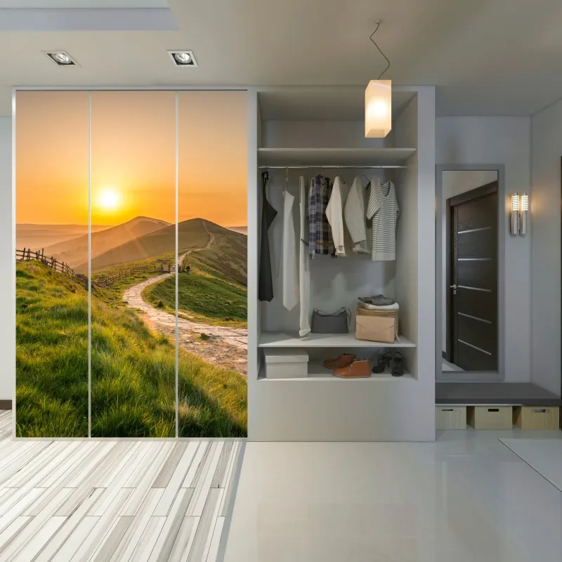 Naklejka na szafę niebieski kwiatowy wzór toile – Wallissimo®