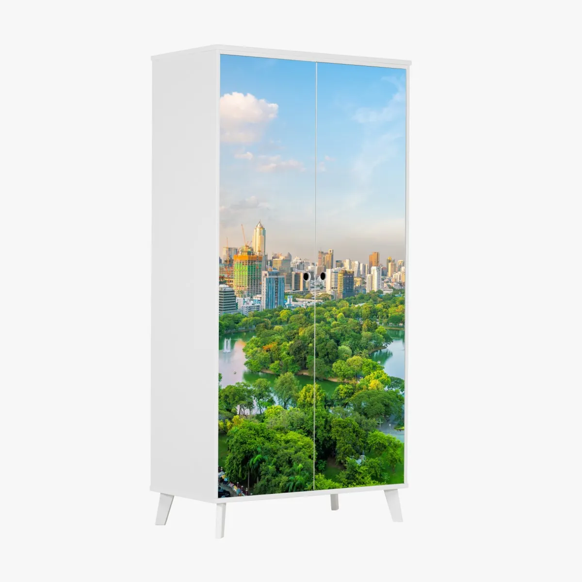 Naklejka na szafę Bangkok panorama nad parkiem Lumpini – Wallissimo® Naklejka na szafę Bangkok panorama nad parkiem Lumpini – Wallissimo®