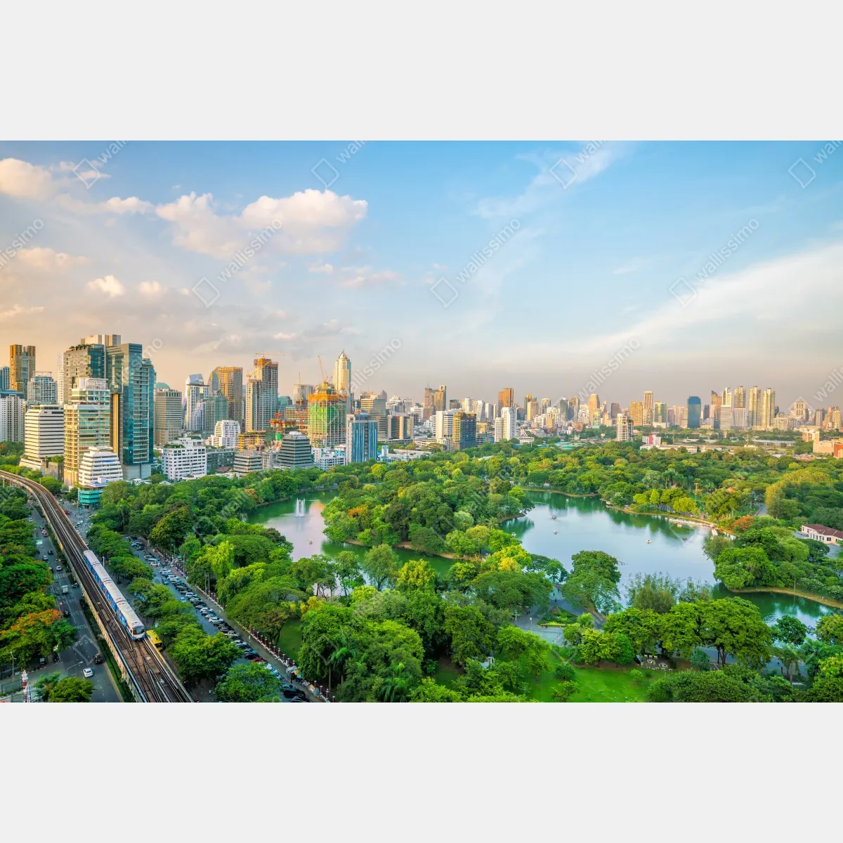 Naklejka na szafę Bangkok panorama nad parkiem Lumpini – Wallissimo® Naklejka na szafę Bangkok panorama nad parkiem Lumpini – Wallissimo®
