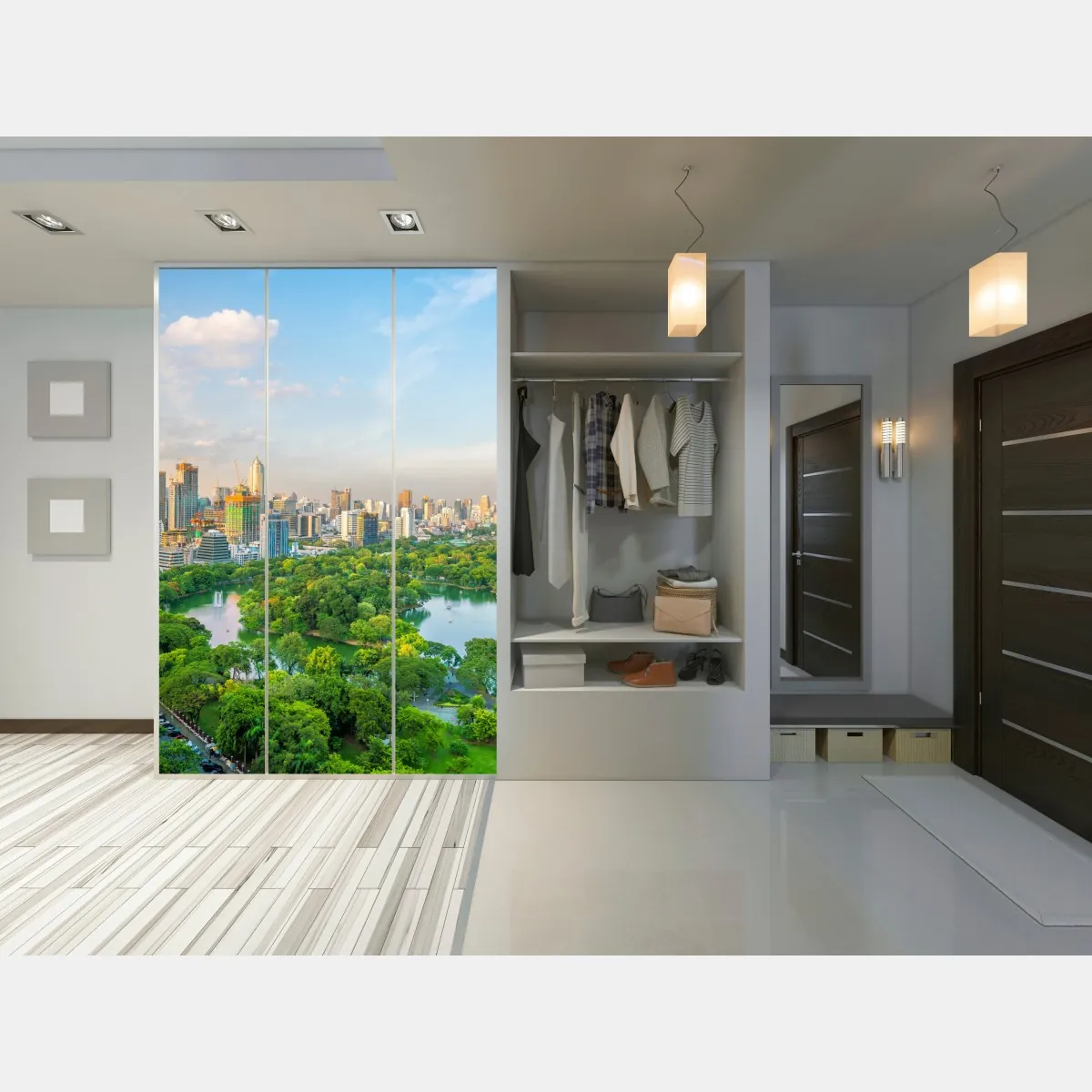 Naklejka na szafę Bangkok panorama nad parkiem Lumpini – Wallissimo® Naklejka na szafę Bangkok panorama nad parkiem Lumpini – Wallissimo®