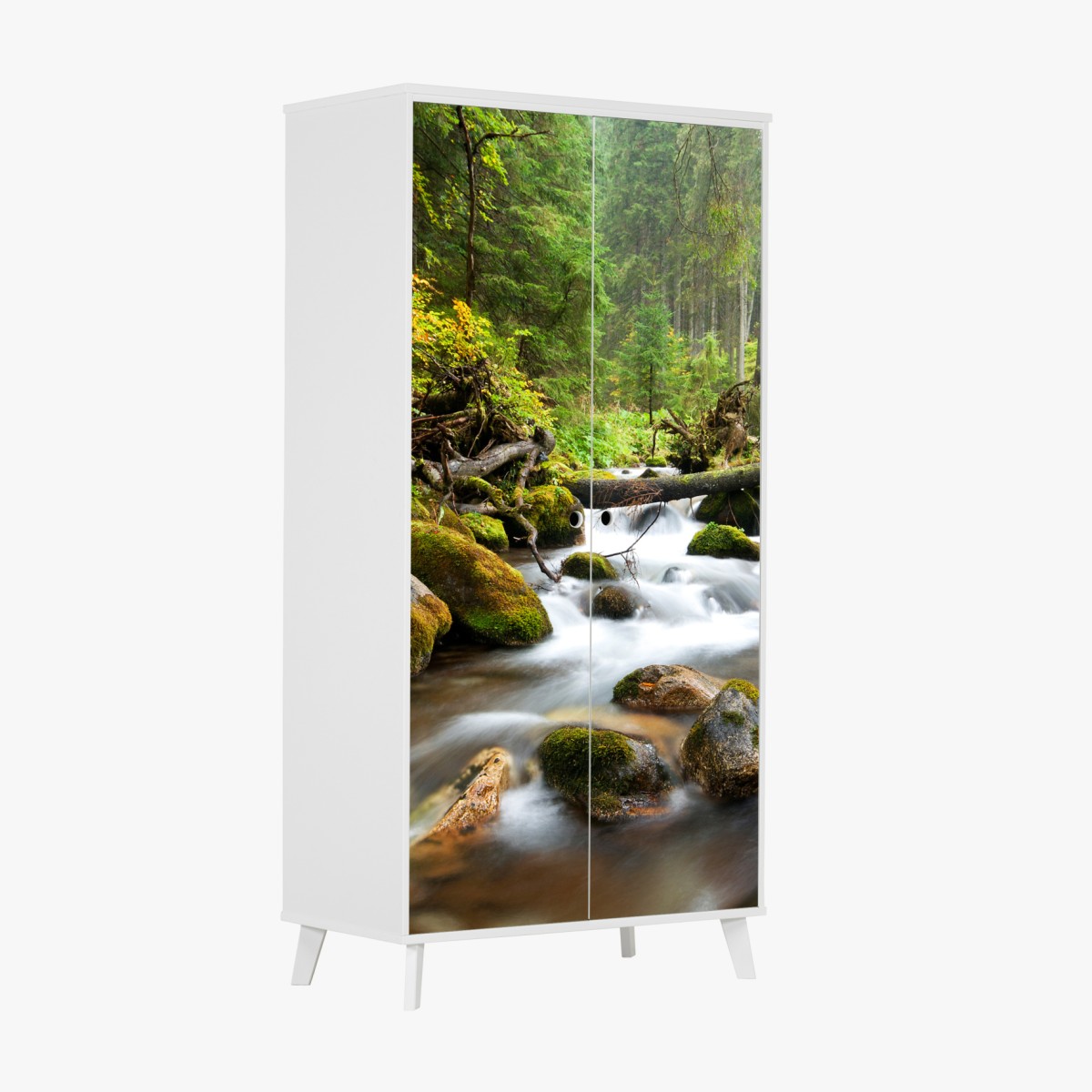 Wardrobe sticker mossy forest stream in autumn
