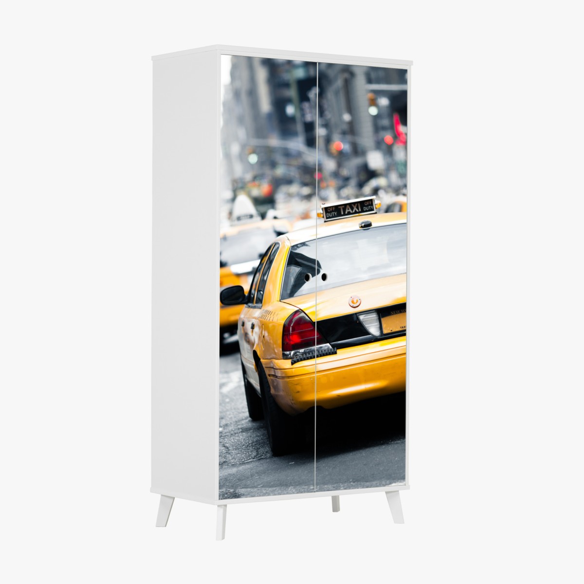 Wardrobe sticker yellow taxis on a busy New York street