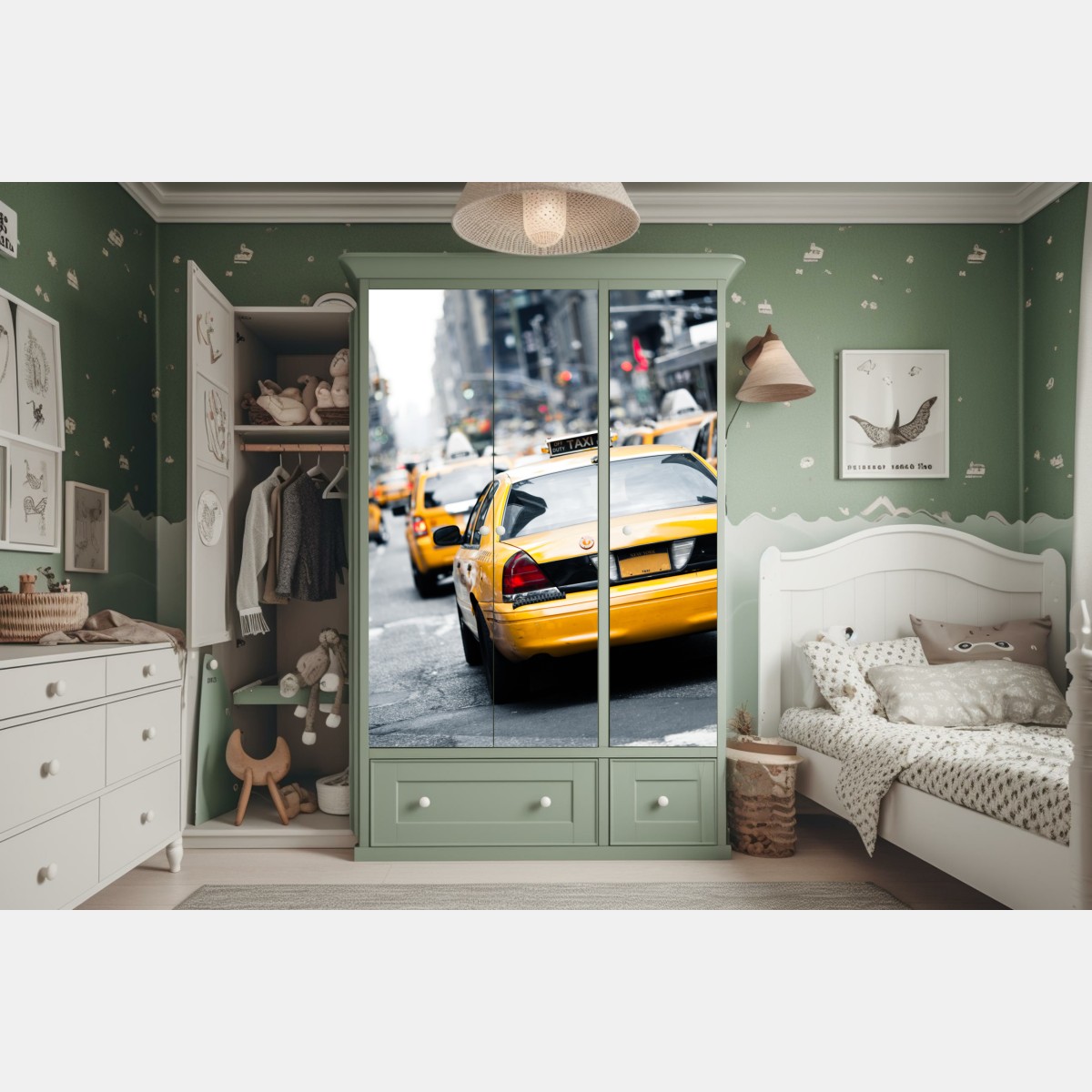 Naklejka na szafę żółte taksówki na ruchliwej ulicy Nowego Jorku – Wallissimo® Naklejka na szafę żółte taksówki na ruchliwej ulicy Nowego Jorku – Wallissimo®