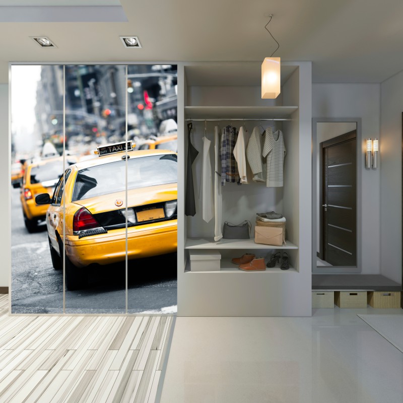 Naklejka na szafę żółte taksówki na ruchliwej ulicy Nowego Jorku – Wallissimo® Naklejka na szafę żółte taksówki na ruchliwej ulicy Nowego Jorku – Wallissimo®