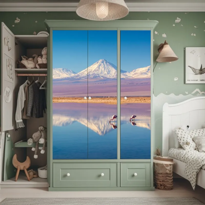 Naklejka na szafę tropikalny wzór hibiskusa i plumerii – Wallissimo®