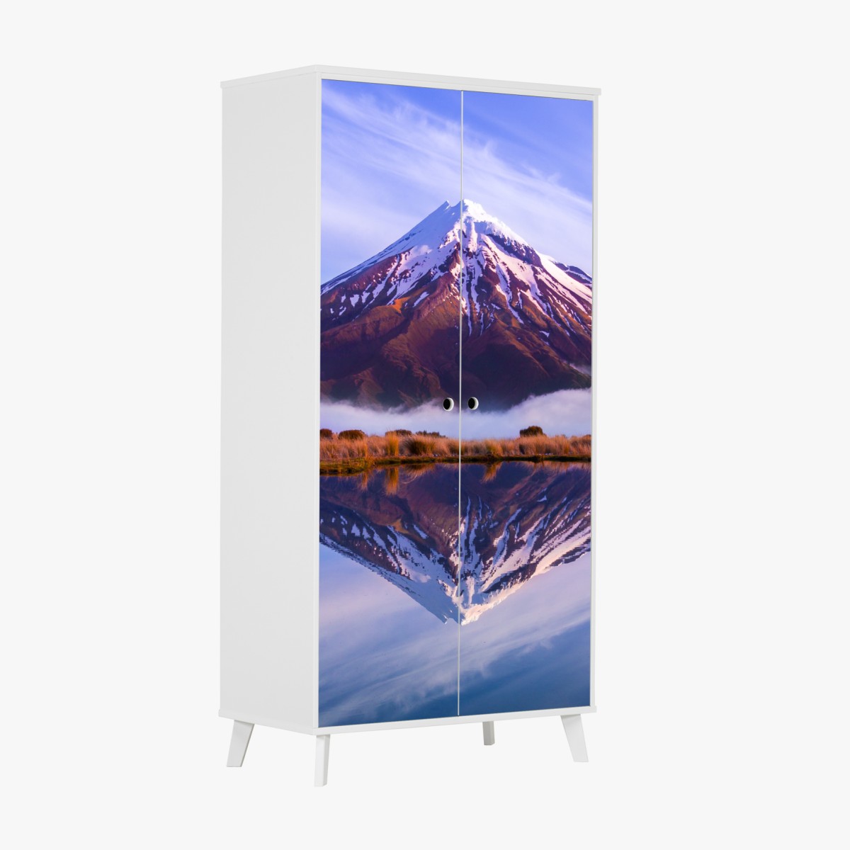 Wardrobe sticker majestic mountain reflection at sunrise