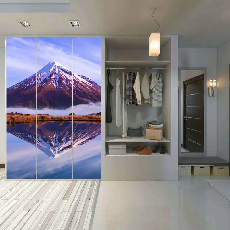 Naklejka na szafę minimalna niebieska wstęga geometryczna – Wallissimo®