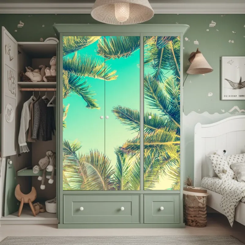 Naklejka na szafę złote pole pod szerokim błękitnym niebem – Wallissimo®