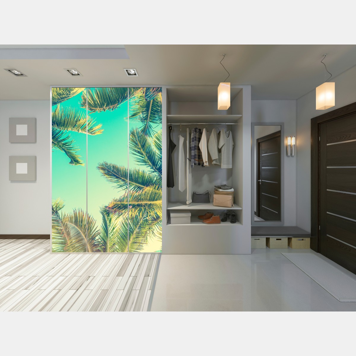 Naklejka na szafę vintage turkusowy baldachim palm – Wallissimo® Naklejka na szafę vintage turkusowy baldachim palm – Wallissimo®