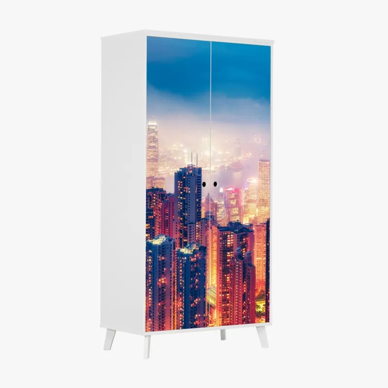 Naklejka na szafę tropikalny wzór hibiskusa – Wallissimo®