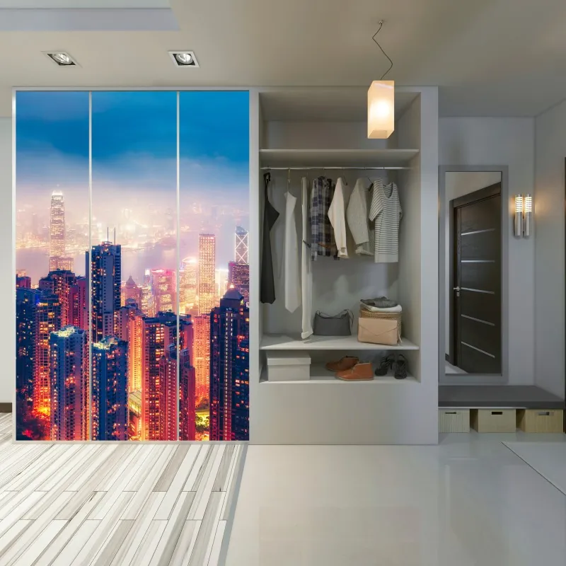 Naklejka na szafę tropikalny wzór hibiskusa – Wallissimo®