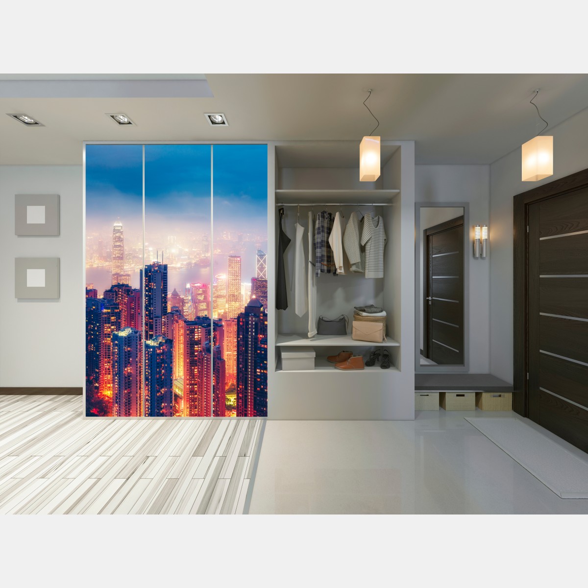 Naklejka na szafę Hongkong nocna panorama z Victoria Peak – Wallissimo® Naklejka na szafę Hongkong nocna panorama z Victoria Peak – Wallissimo®